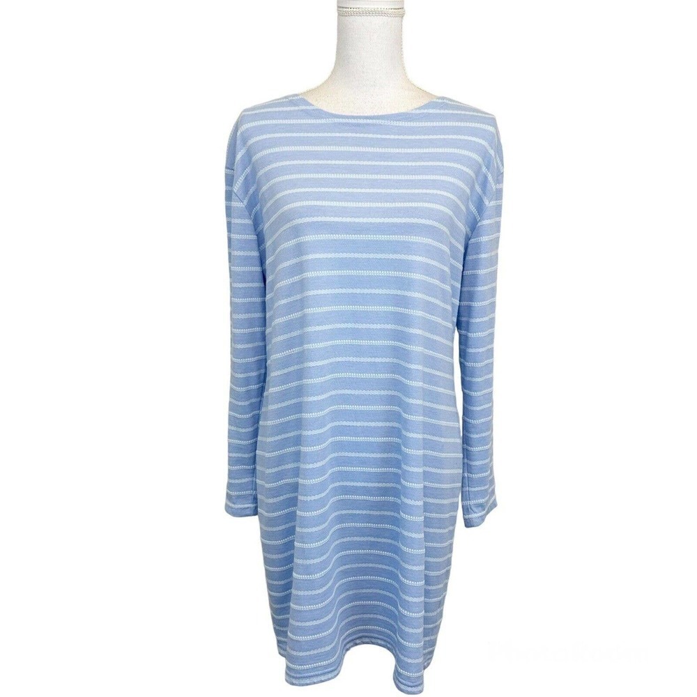 STS Sail to Sable Dress Womens Size XL Blue Striped Long‎ Sleeve Cape Cod